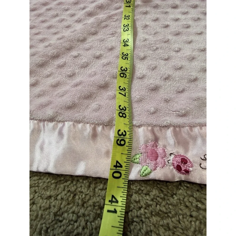 Sweet Baby Girl Baby Blanket Carters Just One Year Pink Minky Dot Satin Trim